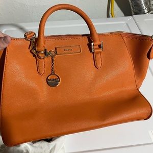 DKNY Orange leather satchel bag